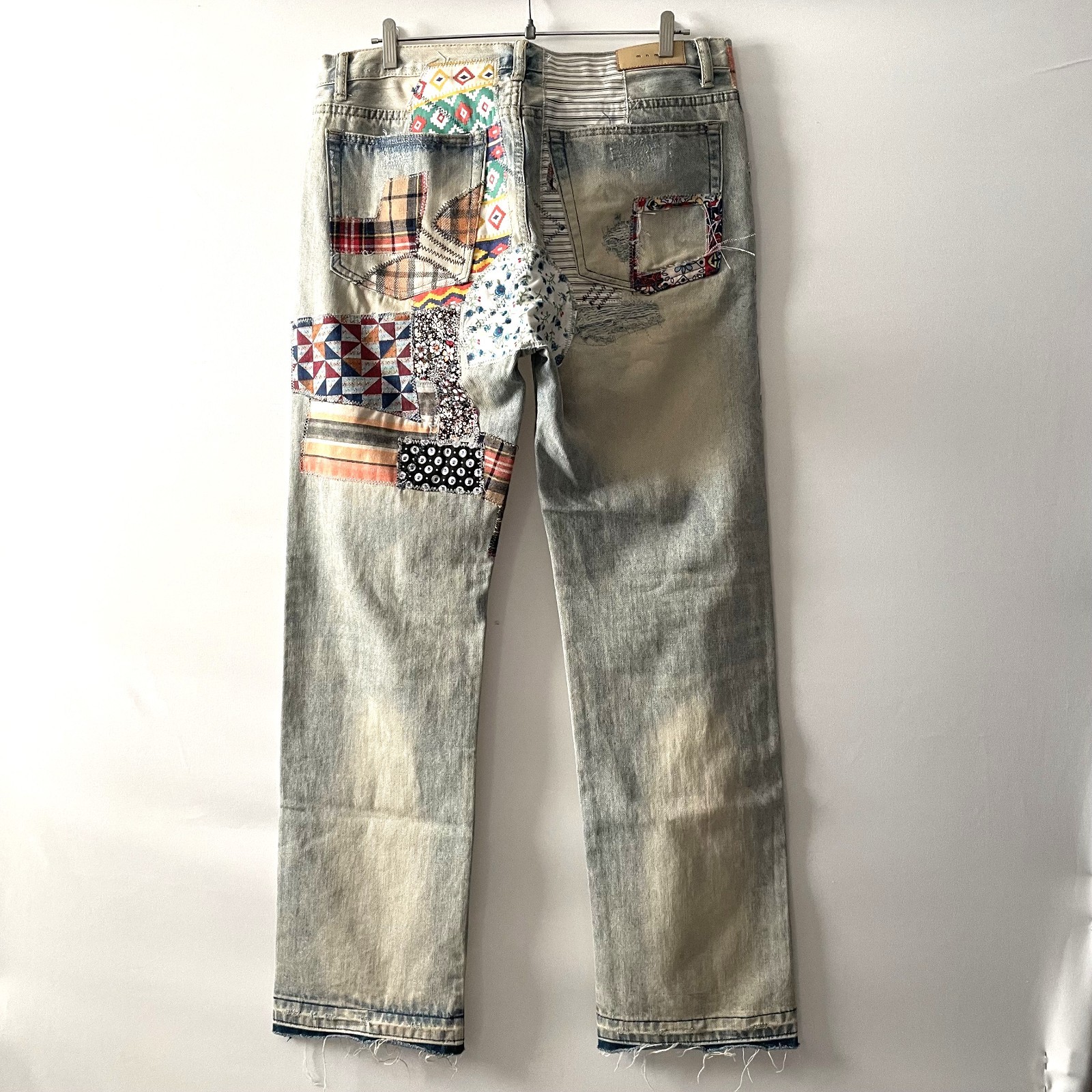 MNML Mens Blue Patchwork Straight Button Fly Deni… - image 3