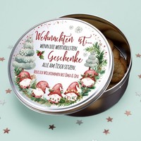 Personalisierte Keksdose M. Text & Wichtelmotiv Metall PläTzchendose Weihnachten