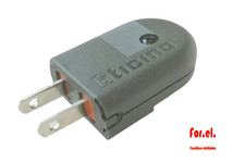 BTICINO 2015PG Irreversible Plug With Flat Pins Gray 2P 15A 125V