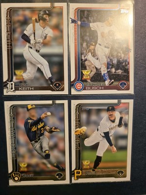 (8) 2025 Topps Series 1 Rookie Cup Cards. 2 Busch, 2 Skenes, 2 Keith, 2 Ortiz