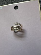 River Island Gold Plated Clear Crystal Round Band Ring Size M