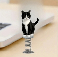 Black & White Tuxedo Cat Figurine, Desktop Decor, Cute Office, Secret Santa