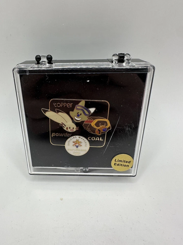 2002 Salt Lake City Olympic Pin MASCOTS Copper Powder Coal Limited Edition Black - Image 2 of 4