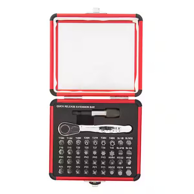 SUNEX TOOLS Mini Ratchet and Bit Set Durable Aluminum Case (38-Piece)