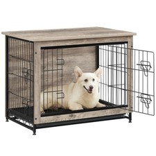 Dog Crate Furniture 32.5 L x 21.9 W 25.2 H 45lb Double Greige UPFC002G01 Indoor