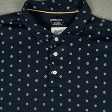 UNTUCKit Polo Shirt Mens Size XL Navy Blue Floral Golf Casual Short Sleeve Adult