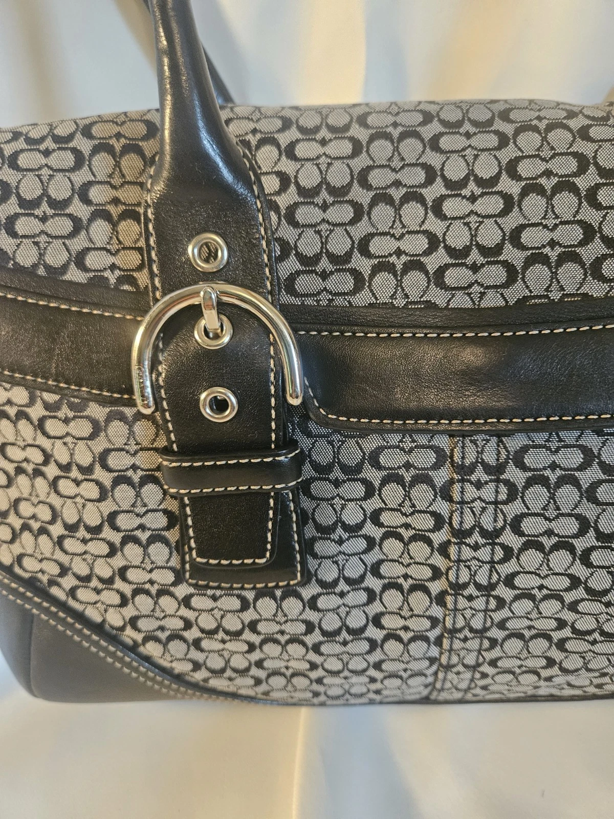 Borsa a tracolla vintage Y2K Coach 7080 Hamptons Soho firmata tela pelle fibbia