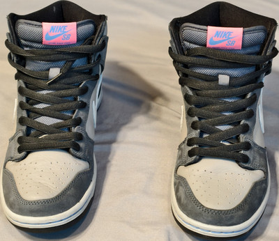 Nike SB Dunk Pro SB Mid Top Sneakers Flint Grey Medium Grey Pink DJ9800-001