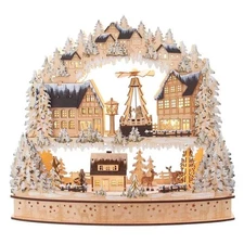 Kurt S. Adler Light-Up Wooden Christmas Village Figurine with Motion, 16in