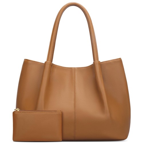 Tote Bag for Women Vegan Leather Shoulder Purse Large Capacity Travel Bag (Br...