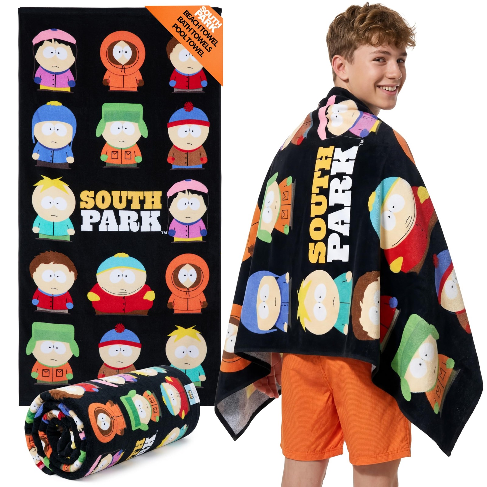 South Park Beach Towel for Adults Teens Soft Absorbent Bath Shower Gym Swimming Towel 100% Cotton Stan Kyle Cartman Kenny Holiday Essentials 140x70cm - Image 4