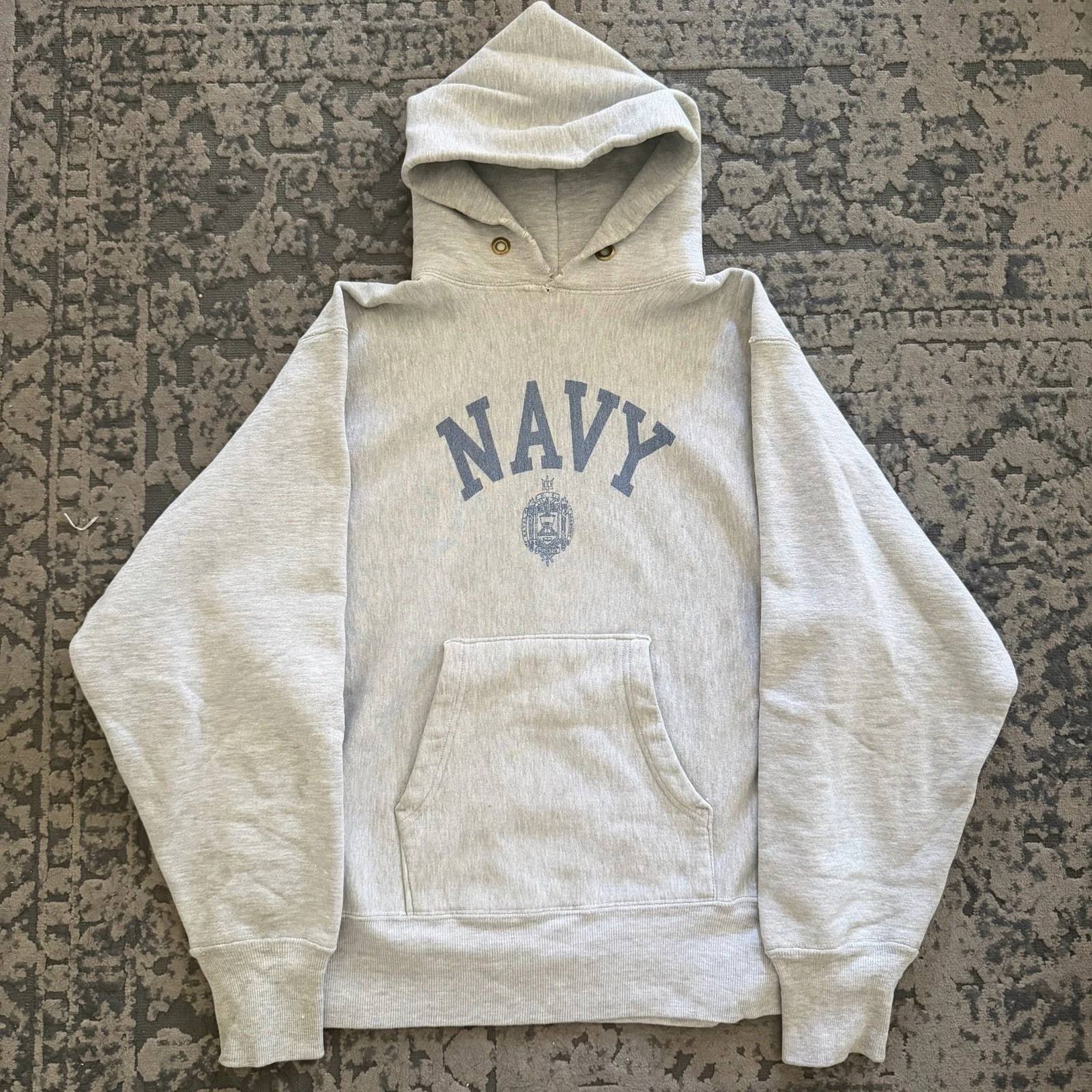1980s Vintage US Navy Champion Reverse Weave Gray Hoodie Men’s Medium USA CLEAN