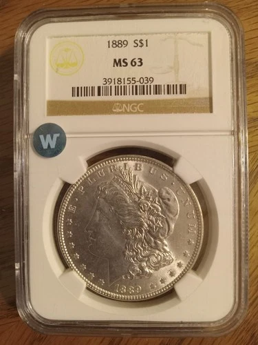 1889 Philadelphia Morgan Silver Dollar $1 BU (Brilliant Uncirculated)NGC MS 63