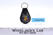 Pac Man Black Suede Leather And Metal Keychain TM MM NOS