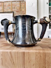 1925 Silver Plated Union Pacific Railroad Basketball Trophy with Antler Handles