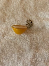 Vintage Tupperware Keychain Mini Yellow Plastic Bowl w Lid 1306-5
