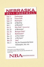 2011 Nebraska Cornhuskers Husker Football Pocket Schedule You Pick
