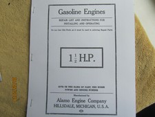 Alamo Engine Co. 1 1/2HP Gas Engine Instruction & Parts  Manual 