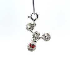 Sterling Silver Red Crystals Cheerleader Cheerleading Charm Pendant