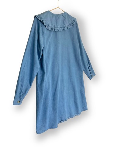 Selected Femme Peter Pan Collar Dress Size UK S Denim Button Down Y2K Twee - Picture 16 of 18