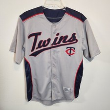 Dynasty Minnesota Twins Men's Medium Grey Baseball Jersey Button Up