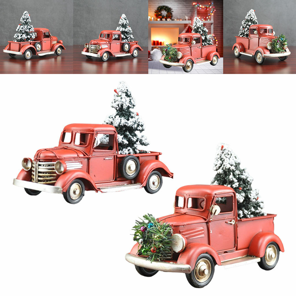 Christmas Rusty Red Metal Classic Pickup Truck w/Tree and Gifts Decor Een echt lage prijs