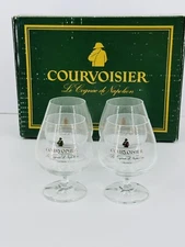 Courvoisier Cognac Stemmed Snifter Glass, Optic Panel Design Set Of 4 EUC