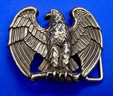 Majestic Bald Eagle Spreading Wings Cutout Silver Tone Belt Buckle Signed AVON