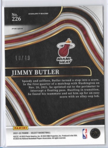 2021-2022 Select Jimmy Butler #226 Courtside 18/49 - Picture 2 of 2