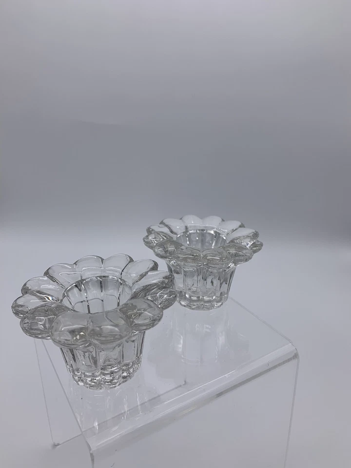 Par de KIG vintage. Candelabros de vidrio transparente de Indonesia Foto 3 de 4