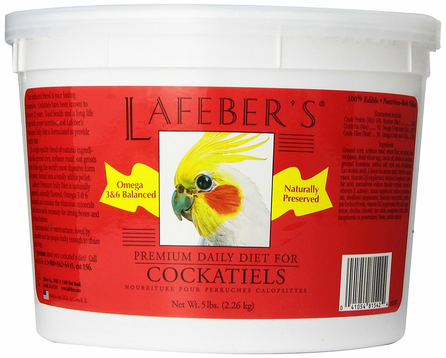 Lafebers Premium Daily Diet for Cockatiels Net Wt. 5 lbs