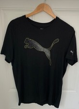 Men's Vintage PUMA Graphic T-Shirt Tee Black Small