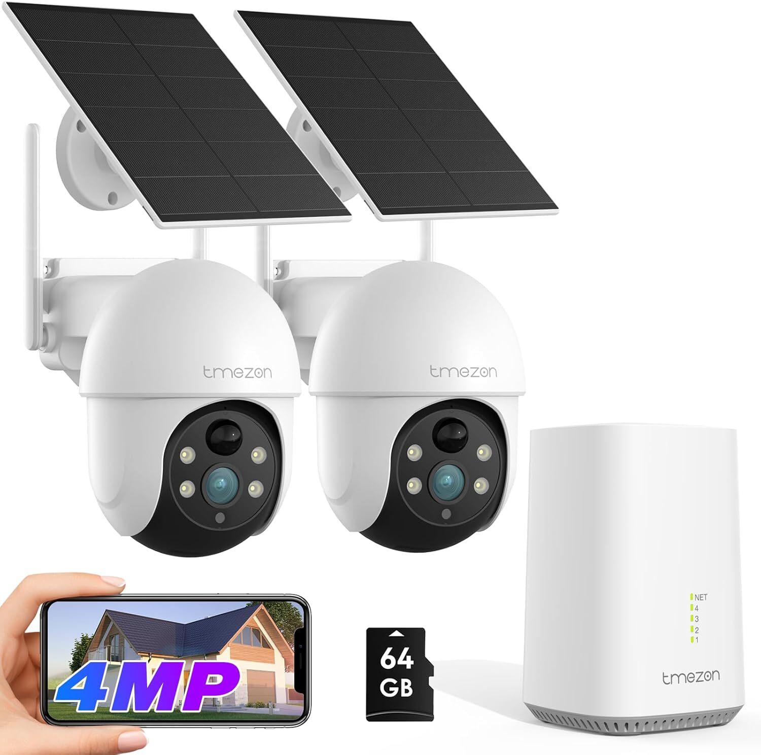 TMEZON Security Cameras Outdoor Wireless, Solar 2 cam