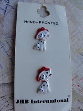 Vintage JHB NOS Buttons Fire Dog Hat Dalmation Black White Spot Button 1980s NOV