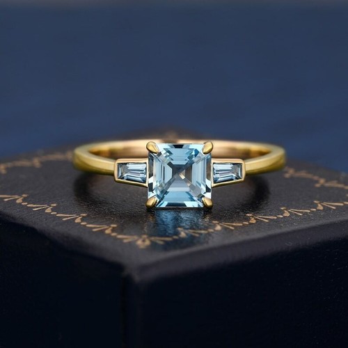 Bague En Plaqué Or Et Argent Massif Avec Aigue-marine Et Hrizolit - Taille 57 - Neuf Sans Emballage