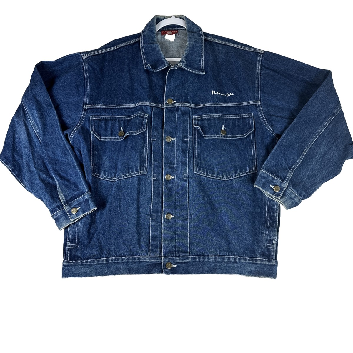 Vintage Fubu Platinum Blue Jean Jacket Mens XL Denim Fat Albert
