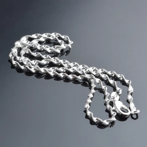 925 Silver Plated 2mm Water Wave Chain Mens Womens Necklace 16" 18" 20" 22" 24" - product listing photo