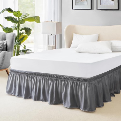 Queen Bed Skirt, Elastic Wrap Around Bed Skirt Queen Size, Bed Skirts