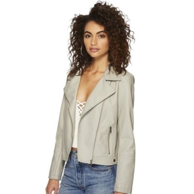 Jack by BB Dakota Laren Gray Faux Leather Moto Jacket M