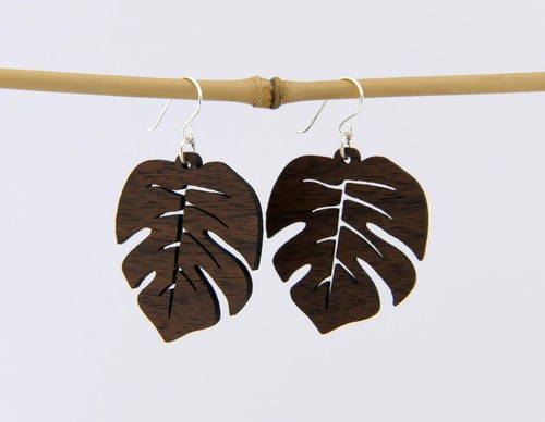 Pendientes Madera Mujer Hojas Madera Pendientes - Imagen 2 de 6