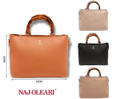 Borsa donna bauletto Naj Oleari in eco pelle manici bambù con tracolla  primavera | eBay