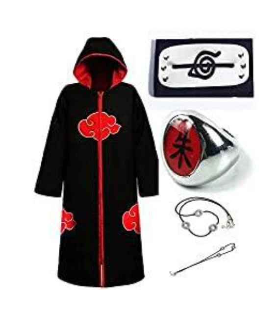 Naruto Akatsuki Uchiha Itachi Robe Cloak Coat Anime Cosplay Costume  Halloween ZG