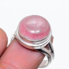 Natural Rhodochrosite Gemstone 925 Sterling Silver Ring Size 6.5 US 