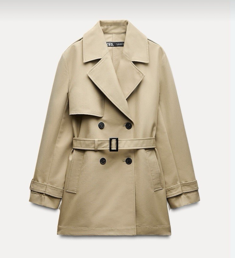 ZARA DOUBLE-BREASTED TRENCH COAT WITH BELT ❤️ (Size L)