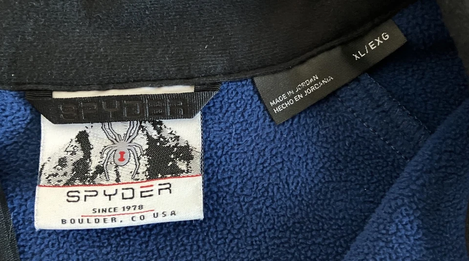 Spyder Mens Outbound 1/2 Half Zip Midweight Core Sweater Blue Yellow Logo - Image 3 of 4