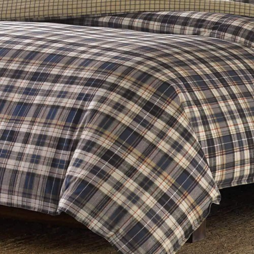 Eddie Bauer Duvet Cover Full/Queen Reversible Cotton Plaid Dusted Indigo 3-Piece - Picture 3 of 3