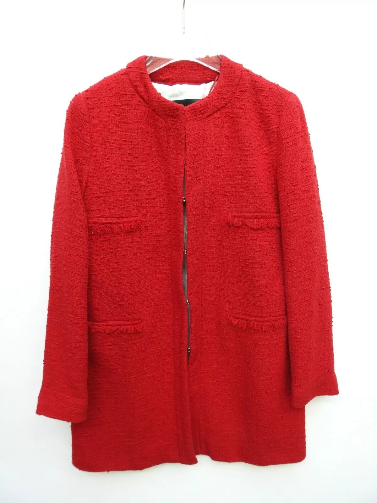 ALTRA Blazer cappotto tweed rosso lungo Zara taglia S ref 7853 658