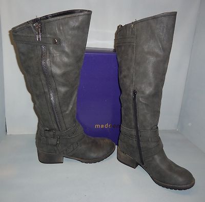 Madden Girl Women's Distressed Black Master Biker Knee Boots SIZES NIB NEW 