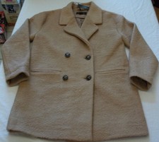 Women's Metaphor Brown Tan Wool Coat Size Large New W Tags Double Button
