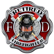 Firefighter "Retired MASK" Maltese Sticker - Vinyl Decal Cross Helmet Axe FS2031